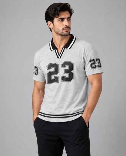Collar Tee Shirt 23 (Grey)