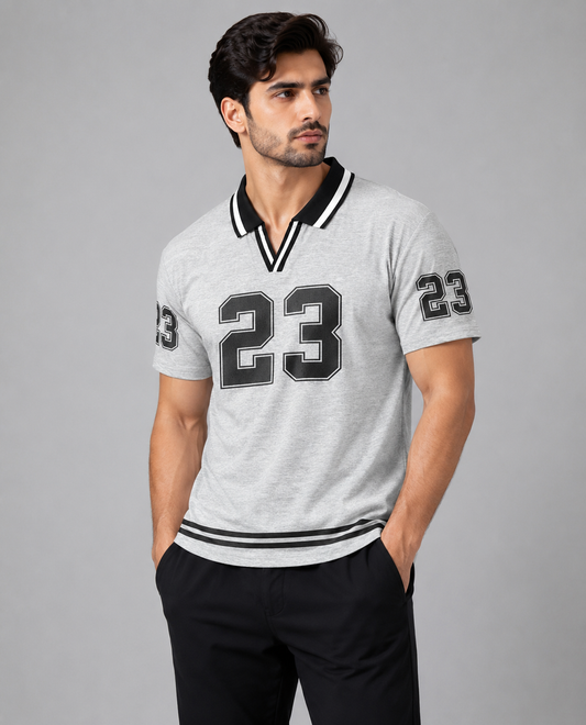 Collar Tee Shirt 23 (Grey)