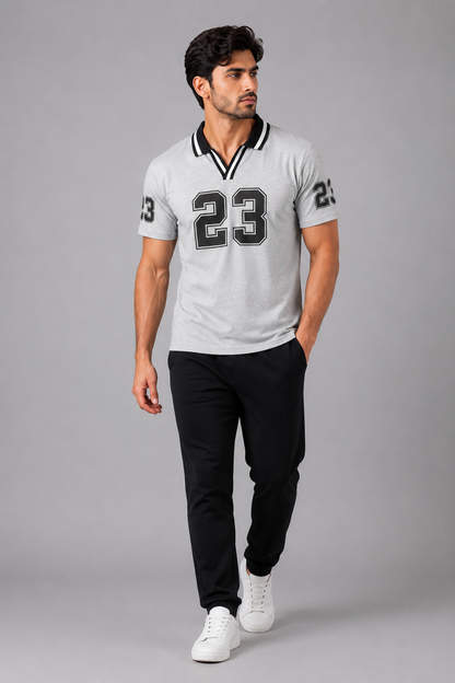 Collar Tee Shirt 23 (Grey)