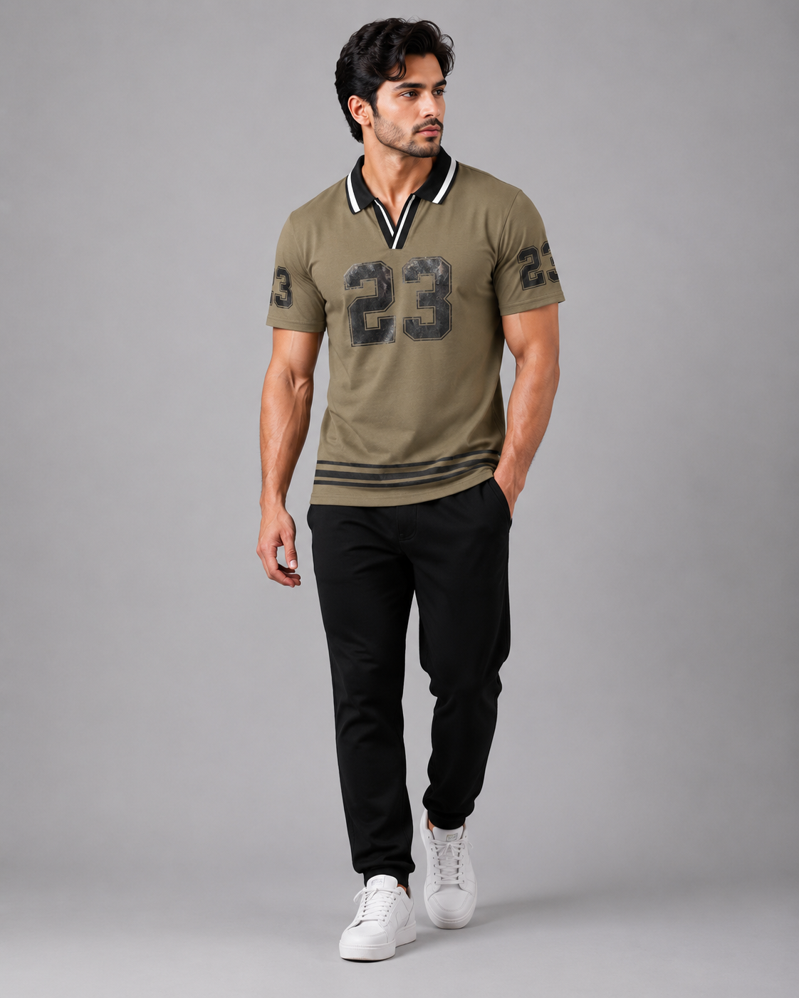 Collar T-shirt 23 (Olive Green)