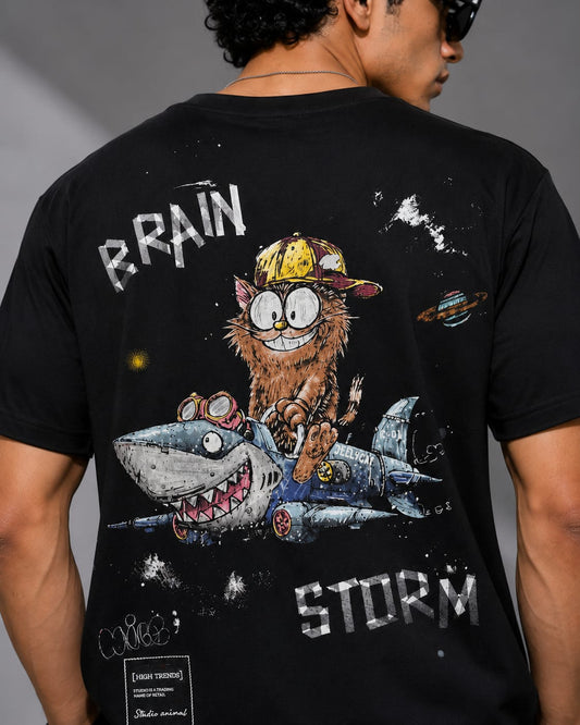 BRAIN STORM Graphic T-Shirt  (Black)